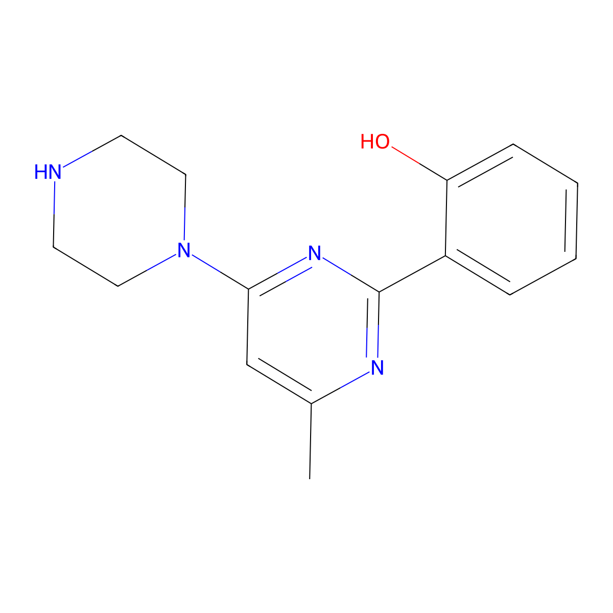 2-(4-Methyl-6-piperazin-1-ylpyrimidin-2-YL)phenol molecular structure, CAS 330982-03-1
