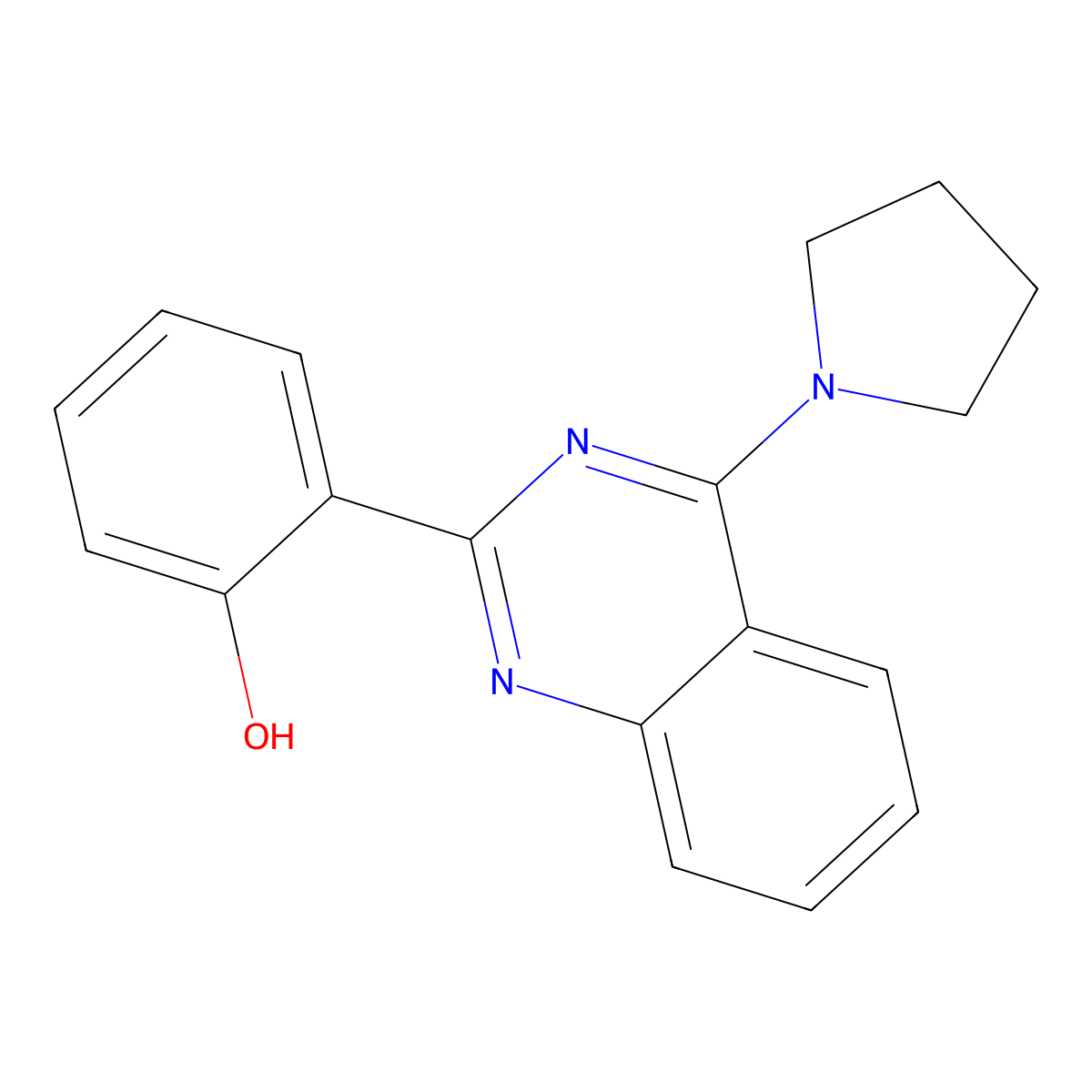 2-[4-(1-Pyrrolidinyl)-2-quinazolinyl]phenol molecular structure, CAS 330982-05-3