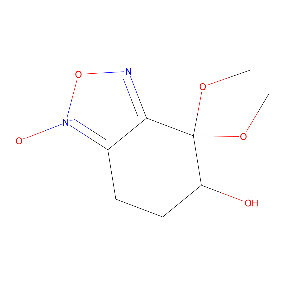 4,4-Dimethoxy-4,5,6,7-tetrahydro-2,1,3-benzoxadiazol-5-ol 1-oxide molecular structure, CAS 330982-47-3