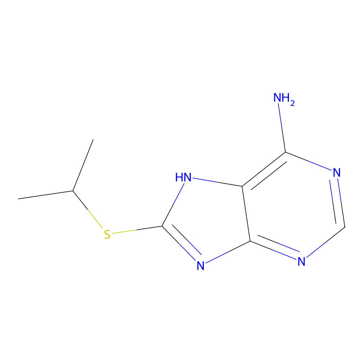 8-(Isopropylsulfanyl)-9H-purin-6-amine molecular structure, CAS 330982-99-5