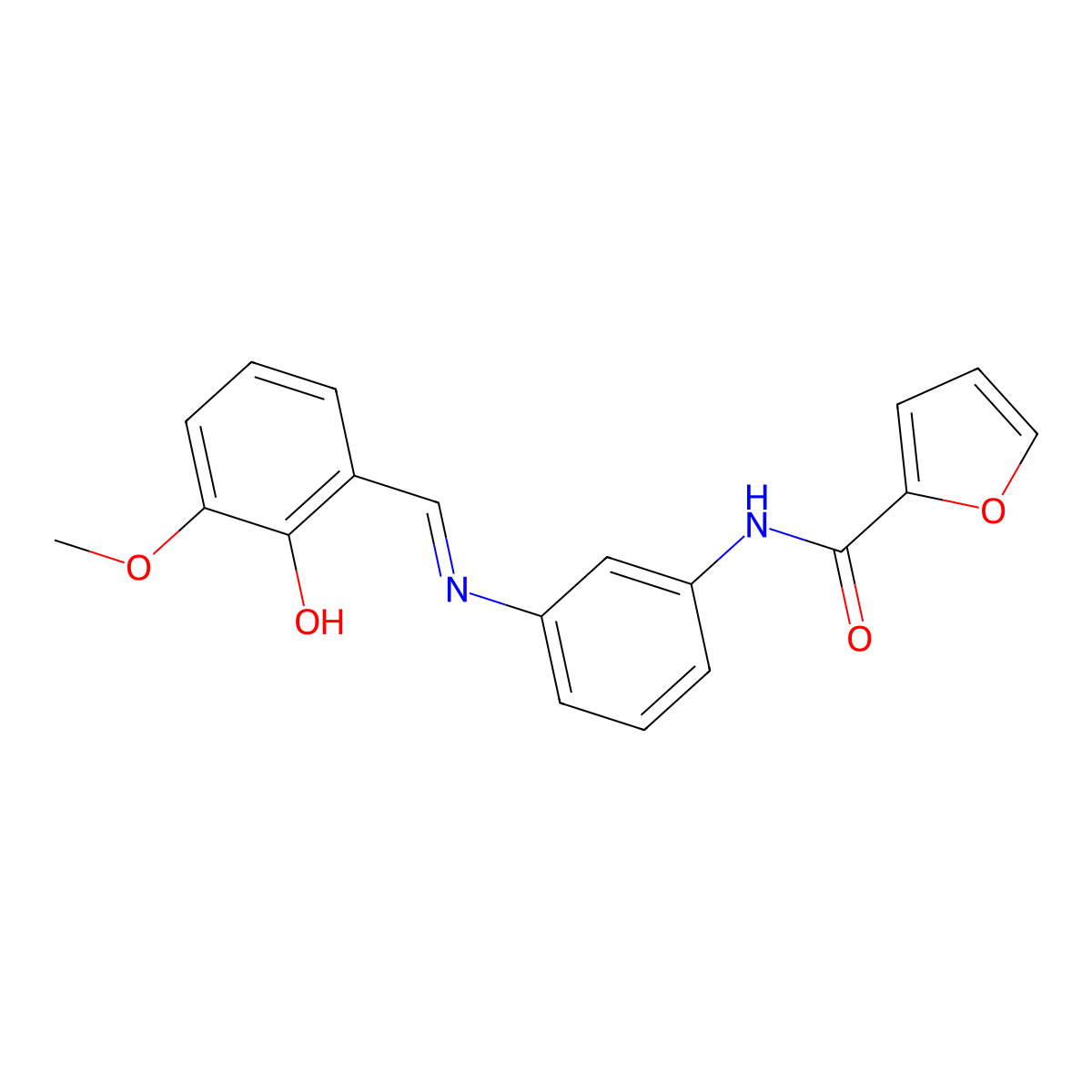 N-{3-[(2-hydroxy-3-methoxybenzylidene)amino]phenyl}-2-furamide molecular structure, CAS 330986-80-6