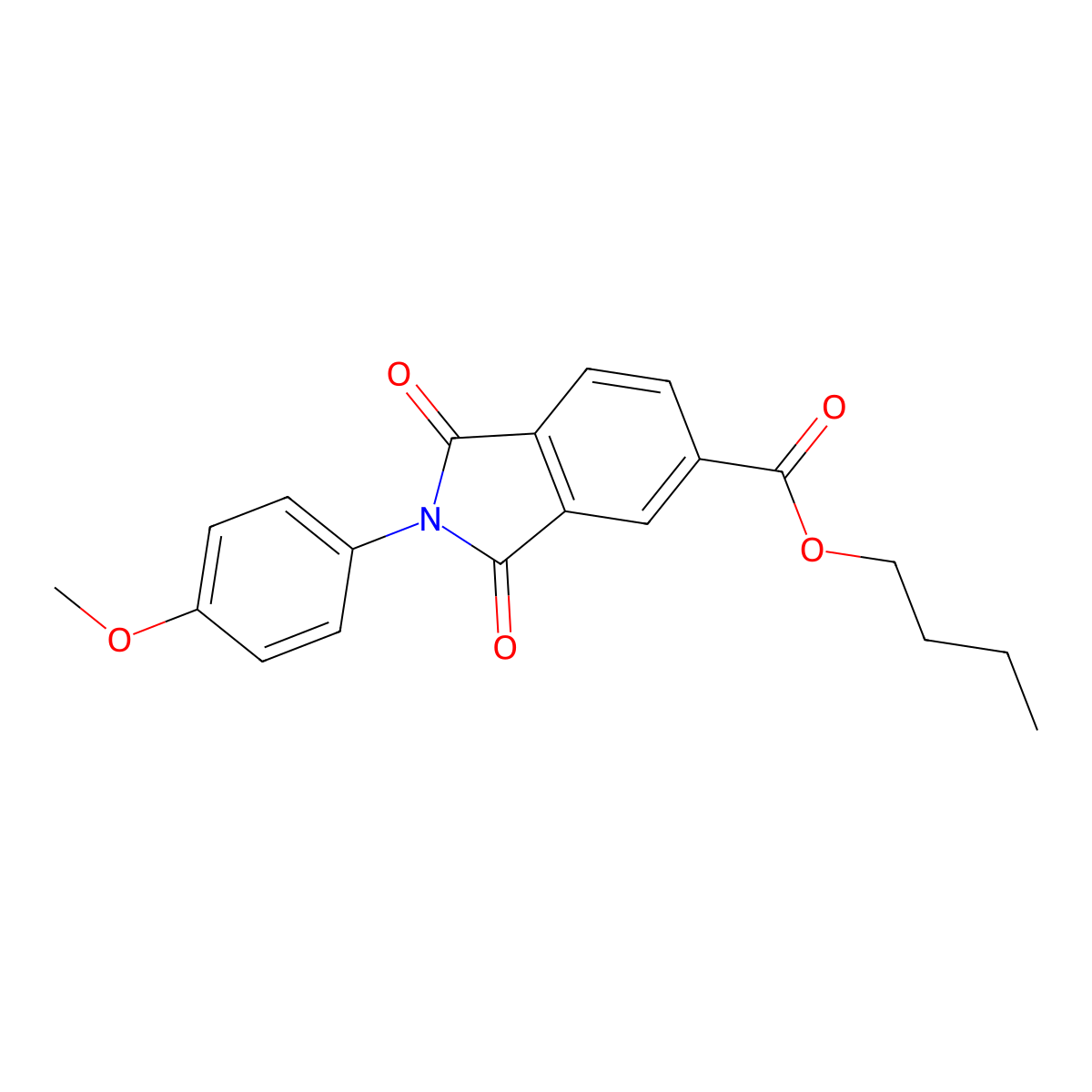 Butyl 2-(4-methoxyphenyl)-1,3-dioxoisoindoline-5-carboxylate molecular structure, CAS 330989-54-3