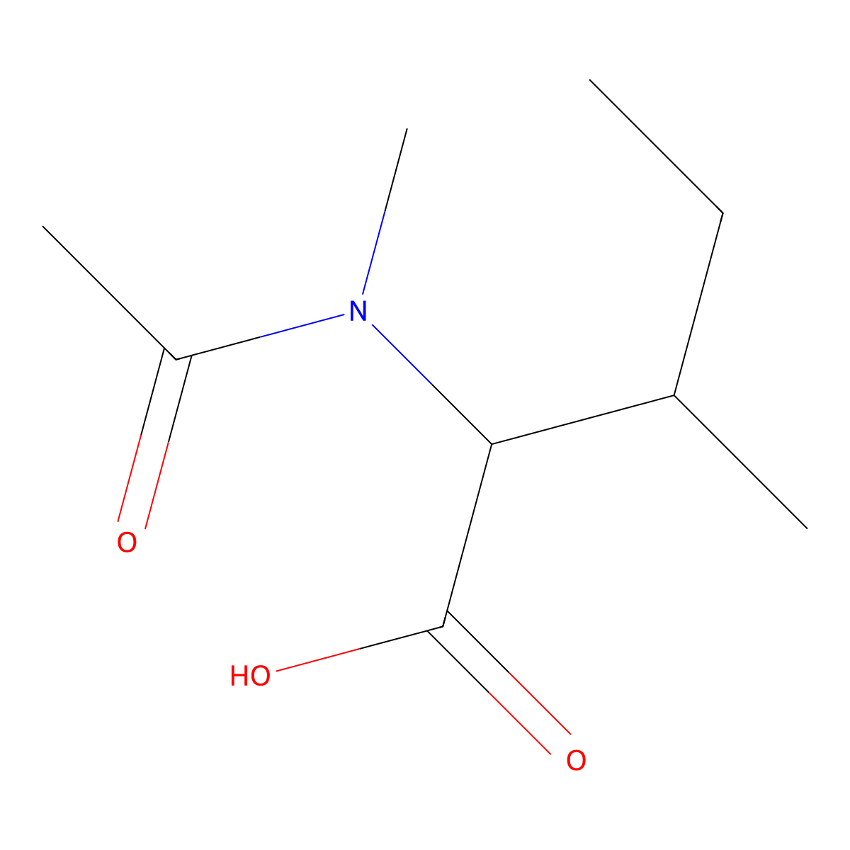 3-methyl-2-(N-methylacetamido)pentanoic acid molecular structure, CAS 33099-05-7