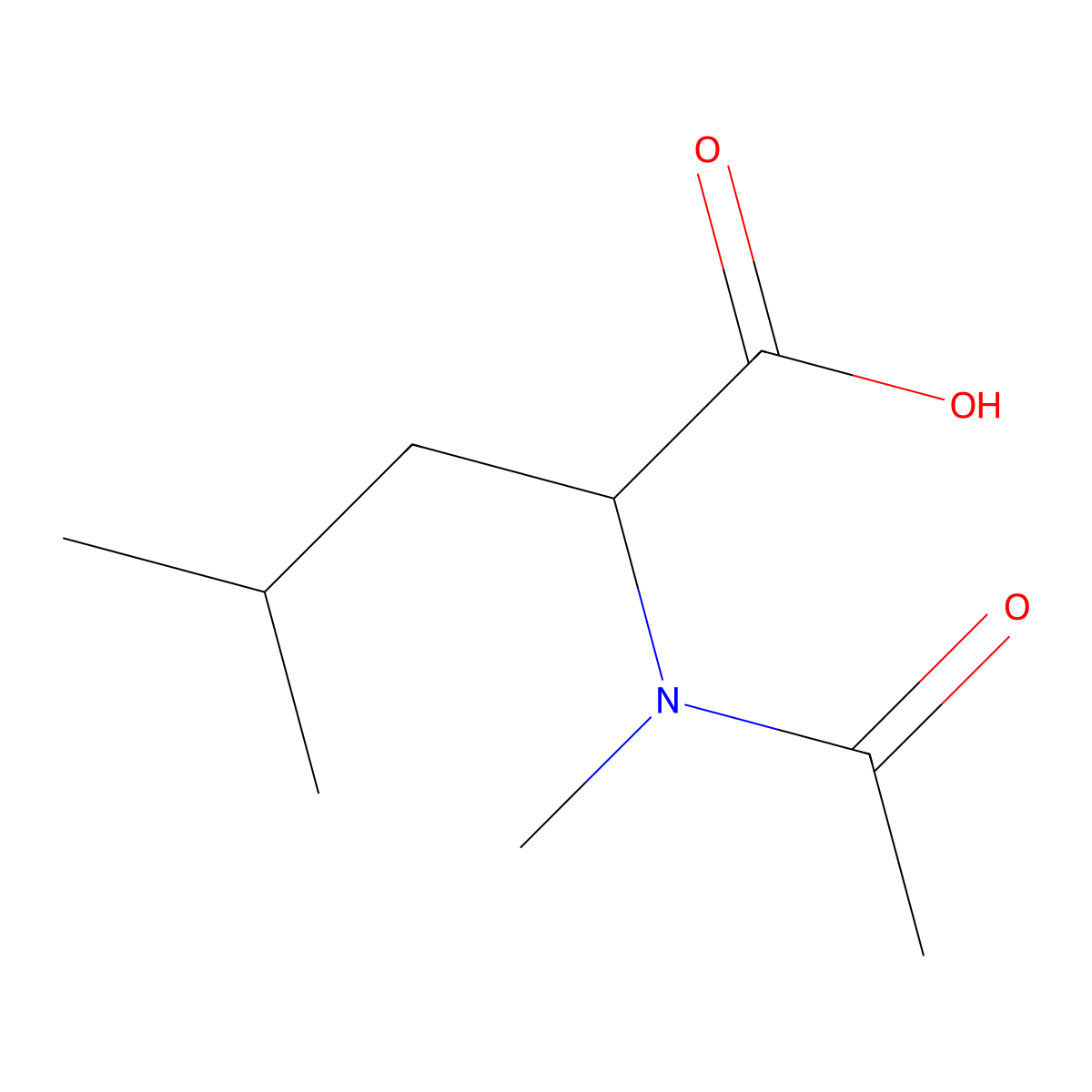 (2S)-4-methyl-2-(N-methylacetamido)pentanoic acid molecular structure, CAS 33099-06-8