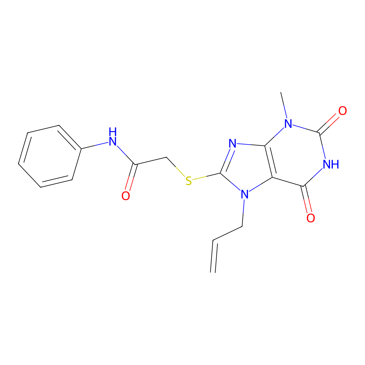 2-(3-methyl-2,6-dioxo-7-prop-2-enylpurin-8-yl)sulfanyl-N-phenylacetamide molecular structure, CAS 330990-69-7