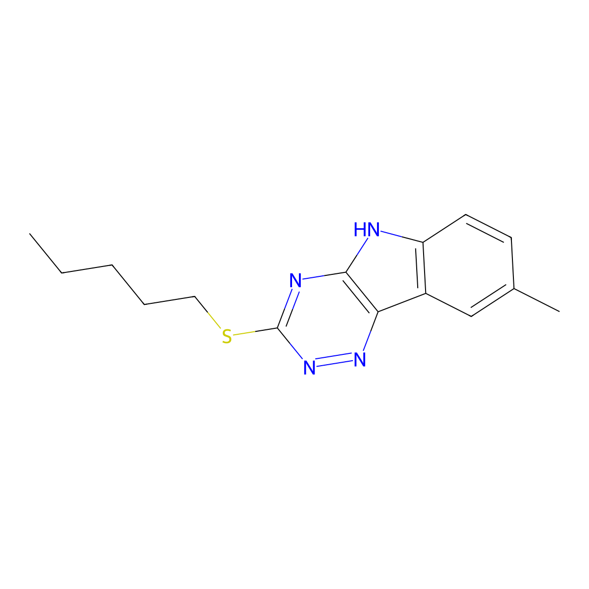 8-methyl-3-pentylsulfanyl-5H-[1,2,4]triazino[5,6-b]indole molecular structure, CAS 330991-33-8