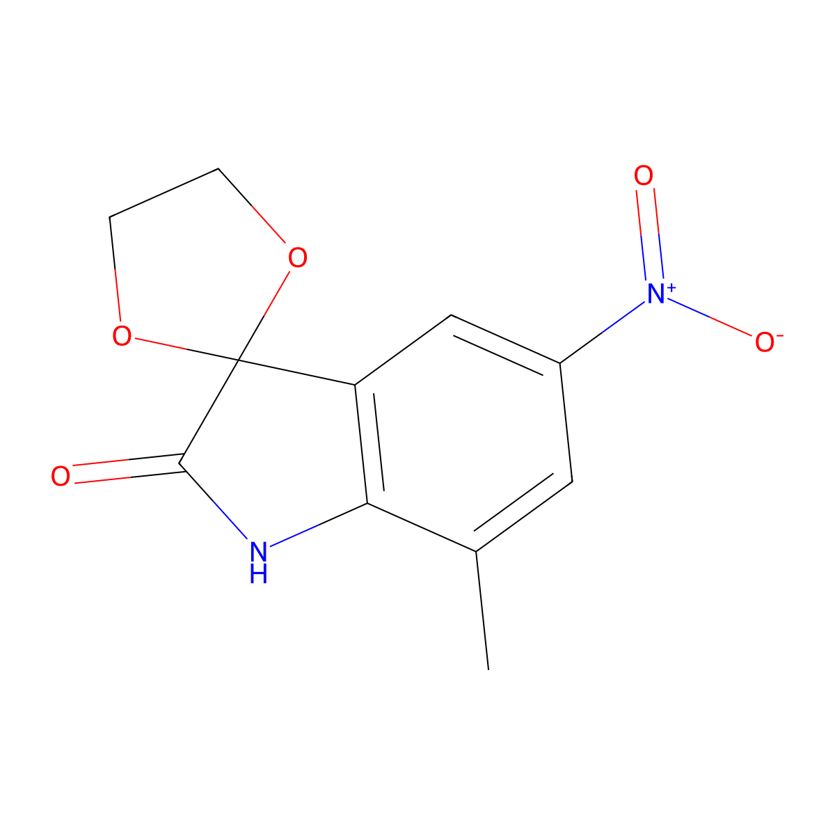 7'-methyl-5'-nitrospiro[1,3-dioxolane-2,3'-indol]-2'(1'H)-one molecular structure, CAS 330991-55-4