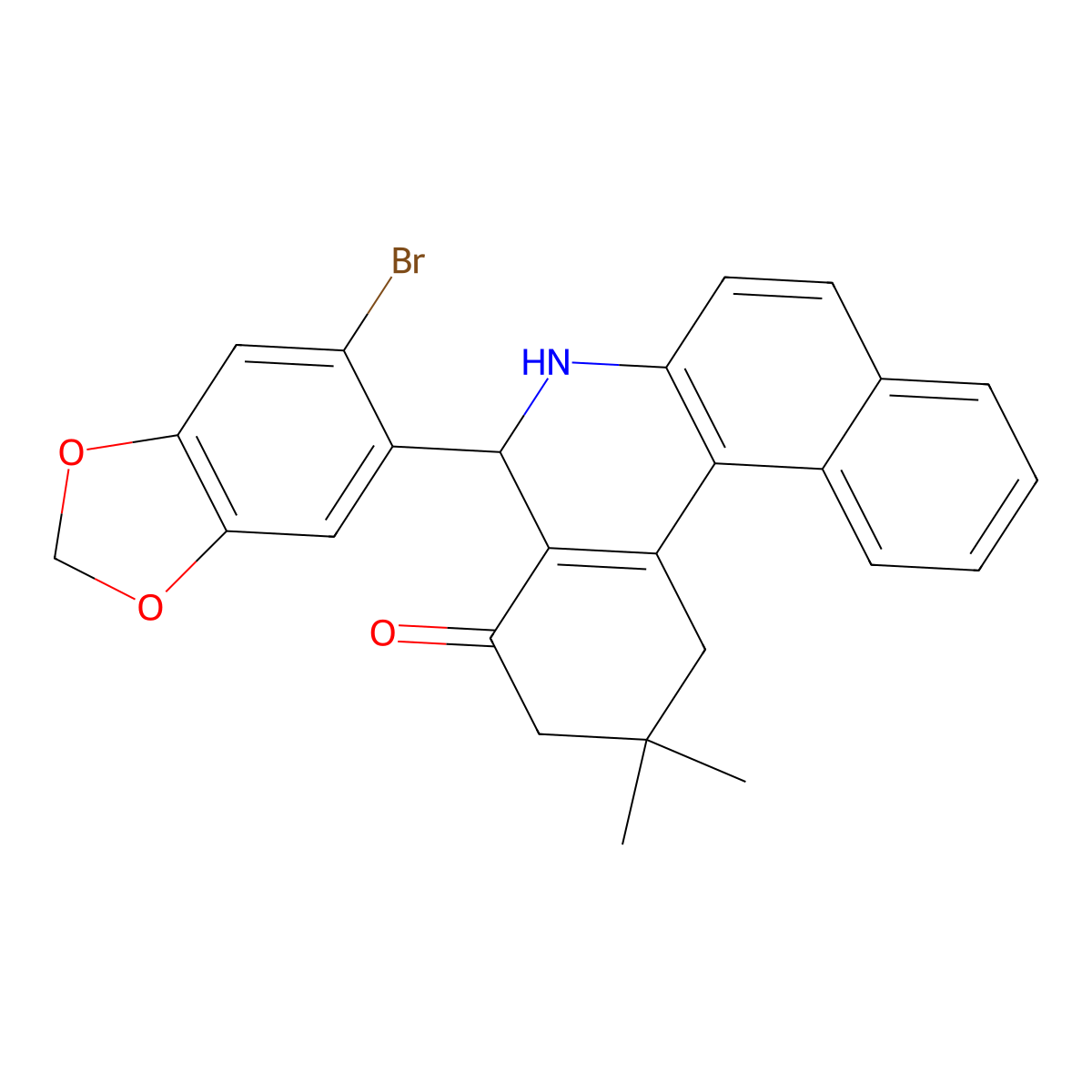 5-(6-bromo-1,3-benzodioxol-5-yl)-2,2-dimethyl-2,3,5,6-tetrahydrobenzo[a]phenanthridin-4(1H)-one molecular structure, CAS 330996-11-7