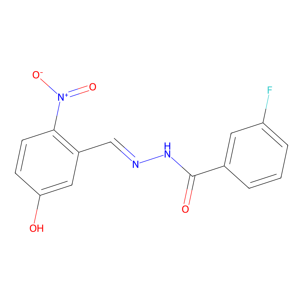 3-Fluorobenzoic acid 2-[(5-hydroxy-2-nitrophenyl)methylene]hydrazide molecular structure, CAS 330997-10-9
