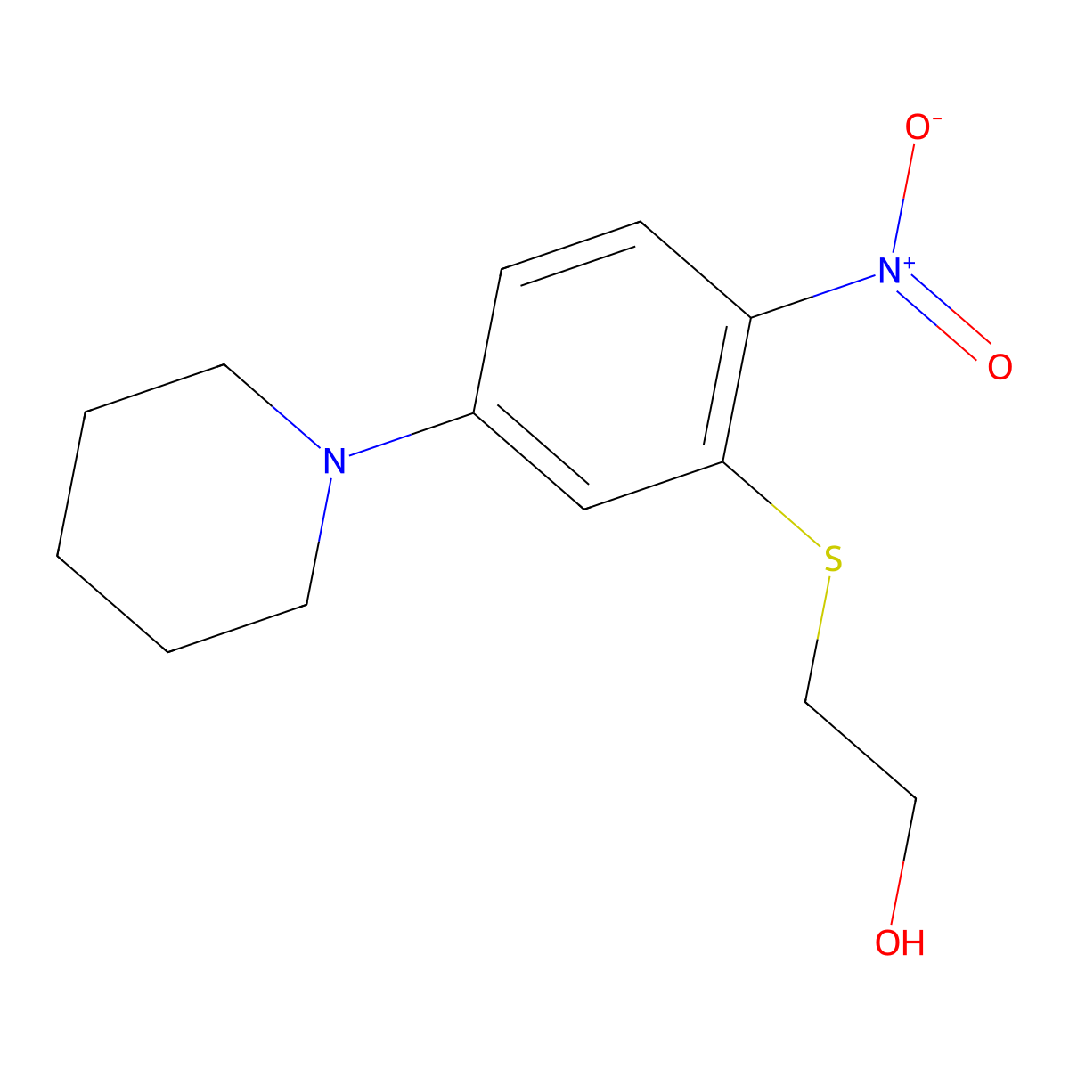 2-(2-Nitro-5-piperidin-1-ylphenyl)sulfanylethanol molecular structure, CAS 330997-61-0