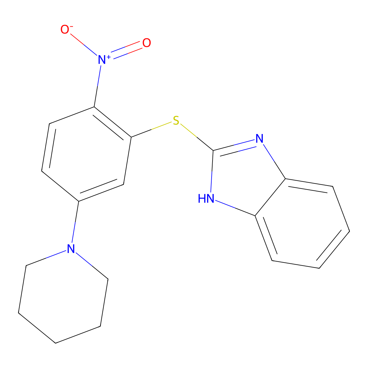 2-(2-nitro-5-piperidin-1-ylphenyl)sulfanyl-1H-benzimidazole molecular structure, CAS 330997-66-5