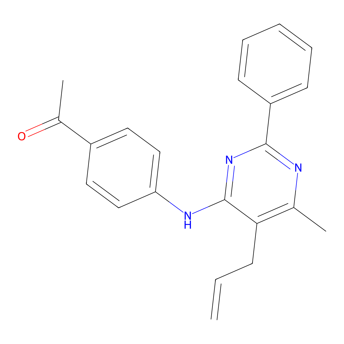 1-[4-[(6-Methyl-2-phenyl-5-prop-2-enylpyrimidin-4-yl)amino]phenyl]ethanone molecular structure, CAS 330998-12-4
