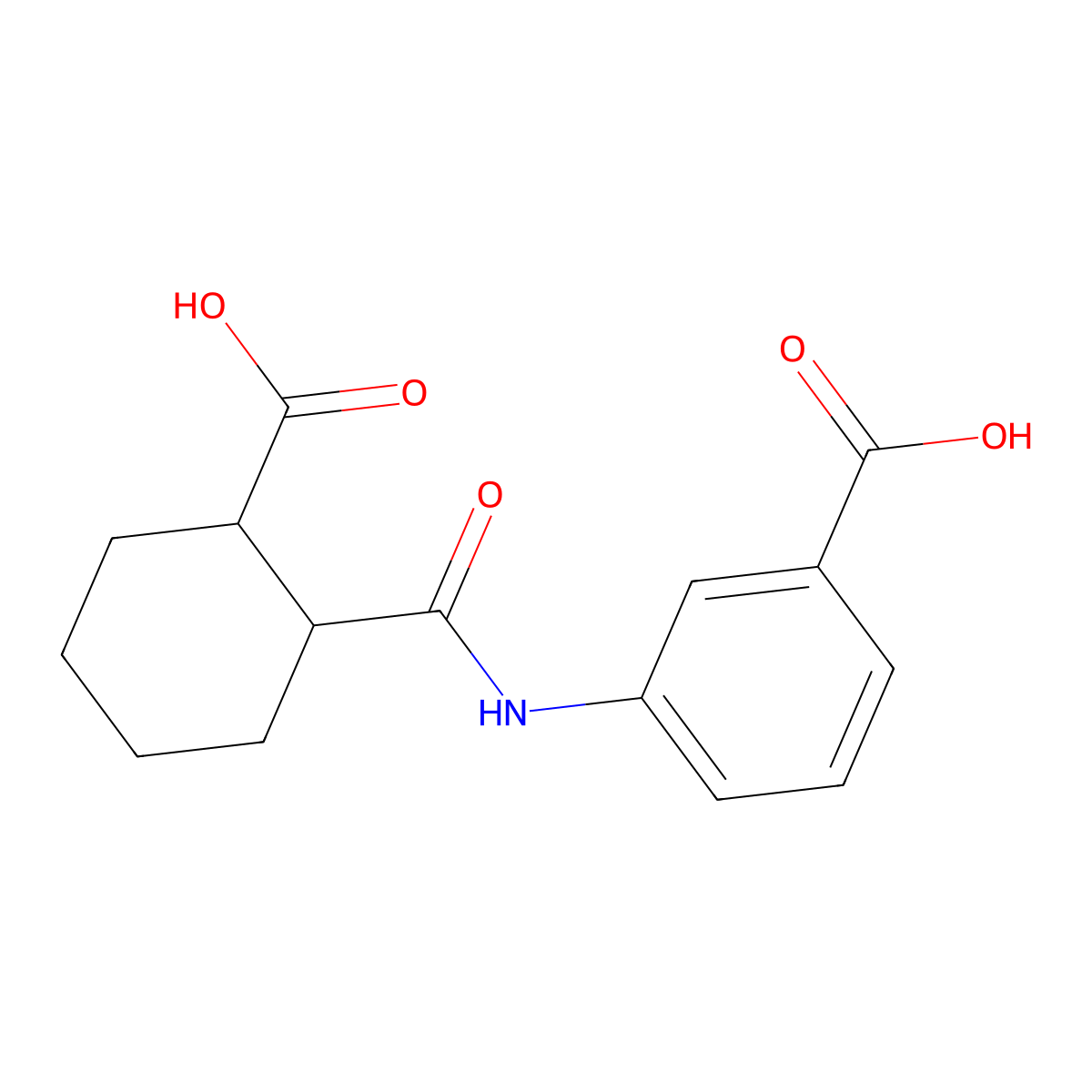 3-{[(2-Carboxycyclohexyl)carbonyl]amino}benzoic acid molecular structure, CAS 330998-46-4
