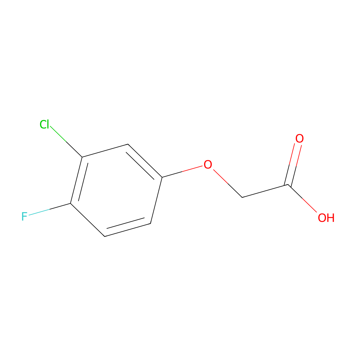 (3-Chloro-4-fluorophenoxy)acetic acid molecular structure, CAS 331-40-8