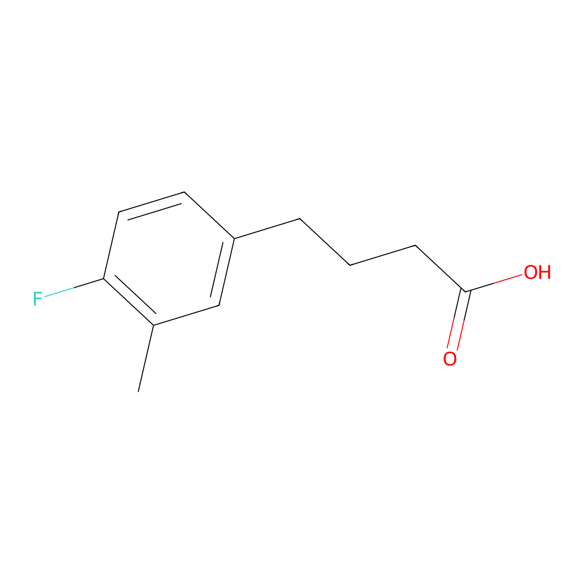 4-(4-Fluoro-3-methylphenyl)butanoic acid molecular structure, CAS 331-43-1