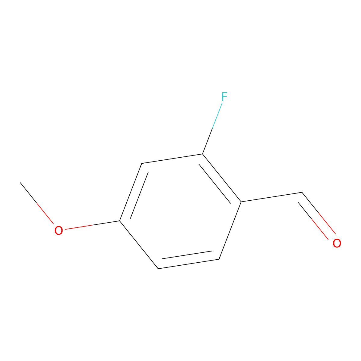 2-Fluoro-4-methoxybenzaldehyde molecular structure, CAS 331-64-6