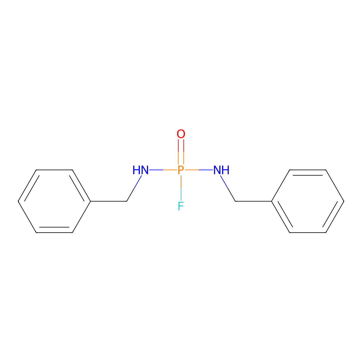 N,N'-Dibenzylphosphorodiamidic fluoride molecular structure, CAS 331-86-2