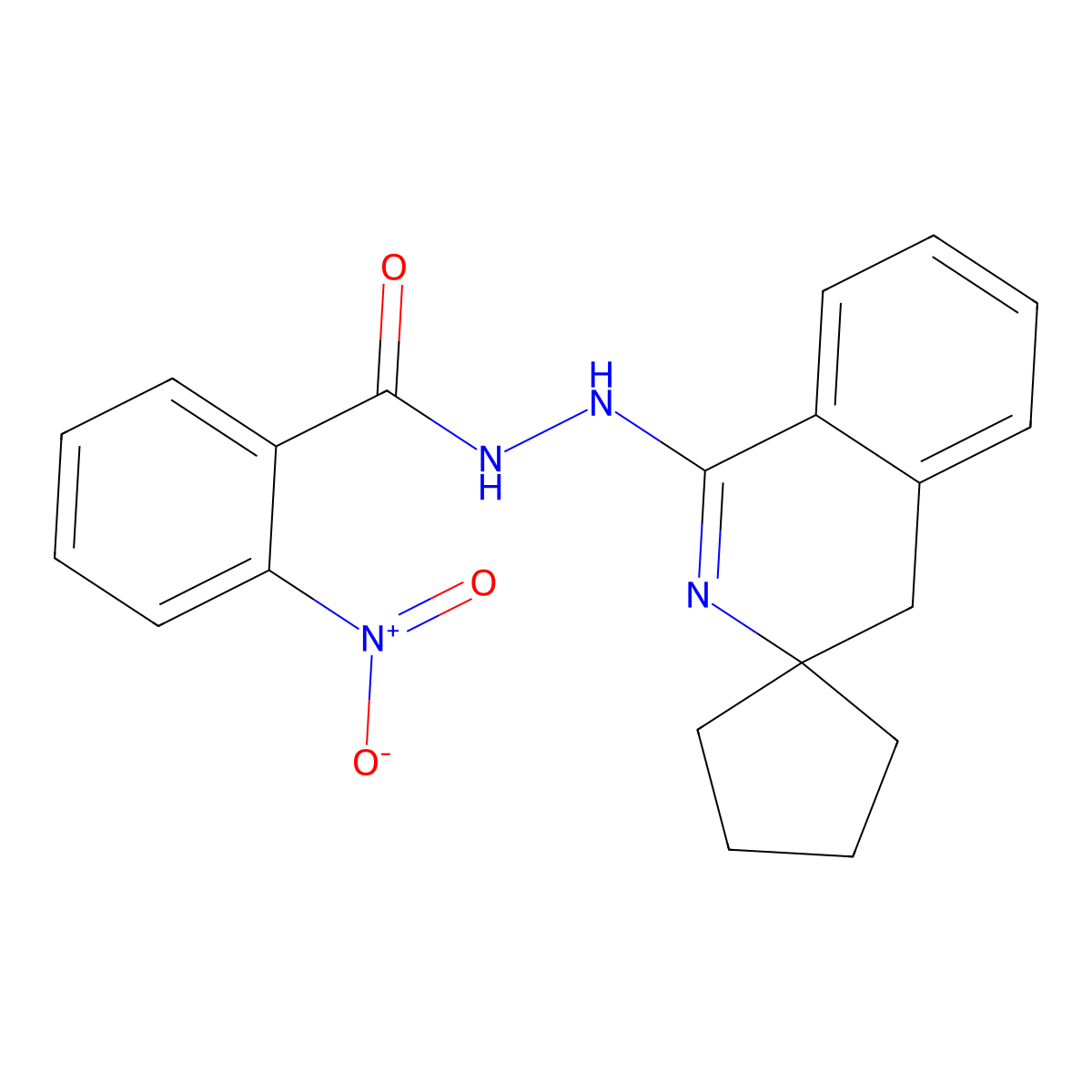 2-nitro-N'-spiro[4H-isoquinoline-3,1'-cyclopentane]-1-ylbenzohydrazide molecular structure, CAS 331001-29-7