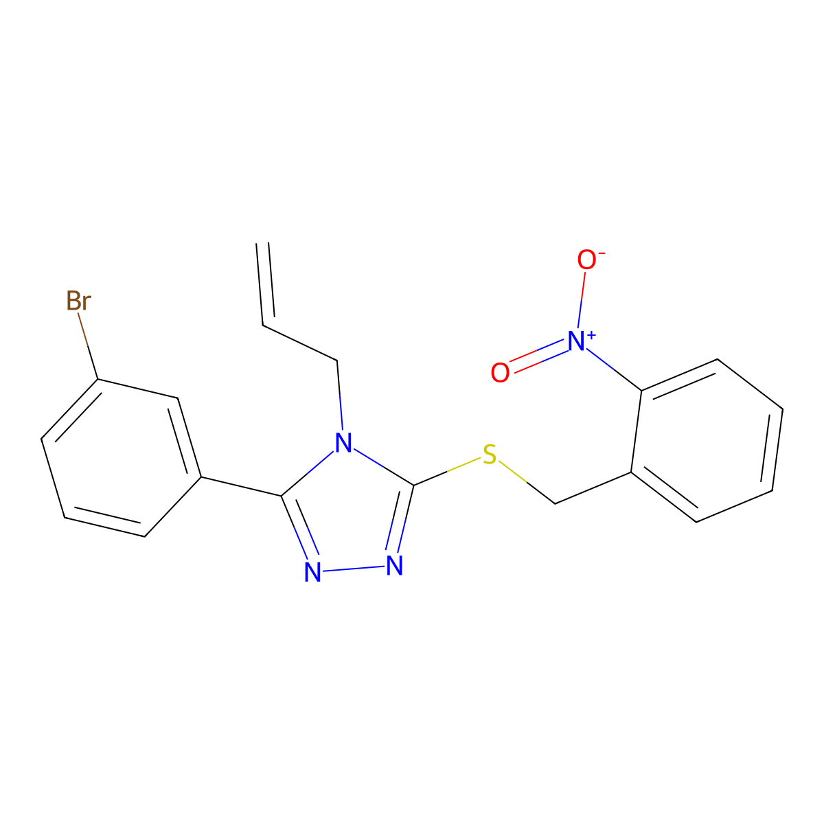 4-allyl-3-(3-bromophenyl)-5-({2-nitrobenzyl}sulfanyl)-4H-1,2,4-triazole molecular structure, CAS 331003-00-0