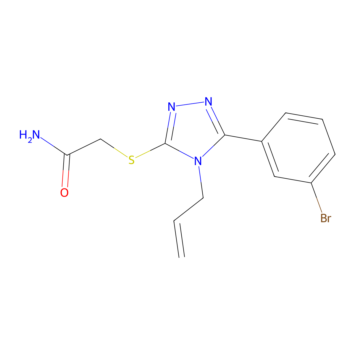 2-[[5-(3-Bromophenyl)-4-prop-2-enyl-1,2,4-triazol-3-yl]sulfanyl]acetamide molecular structure, CAS 331003-02-2