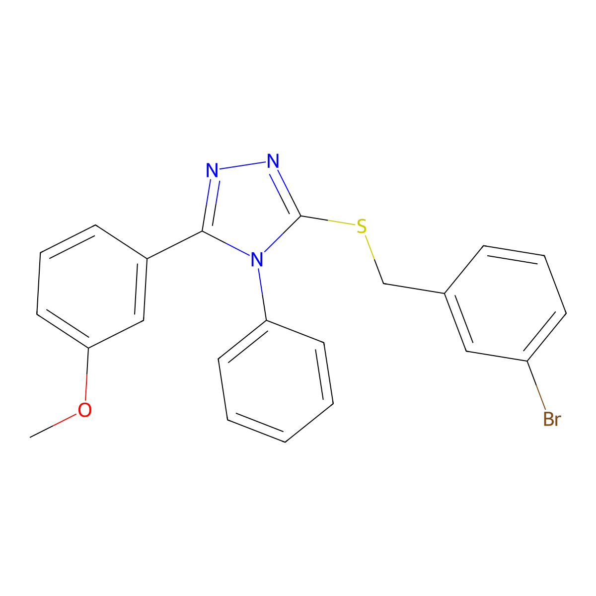 3-[(3-bromobenzyl)sulfanyl]-5-(3-methoxyphenyl)-4-phenyl-4H-1,2,4-triazole molecular structure, CAS 331003-15-7