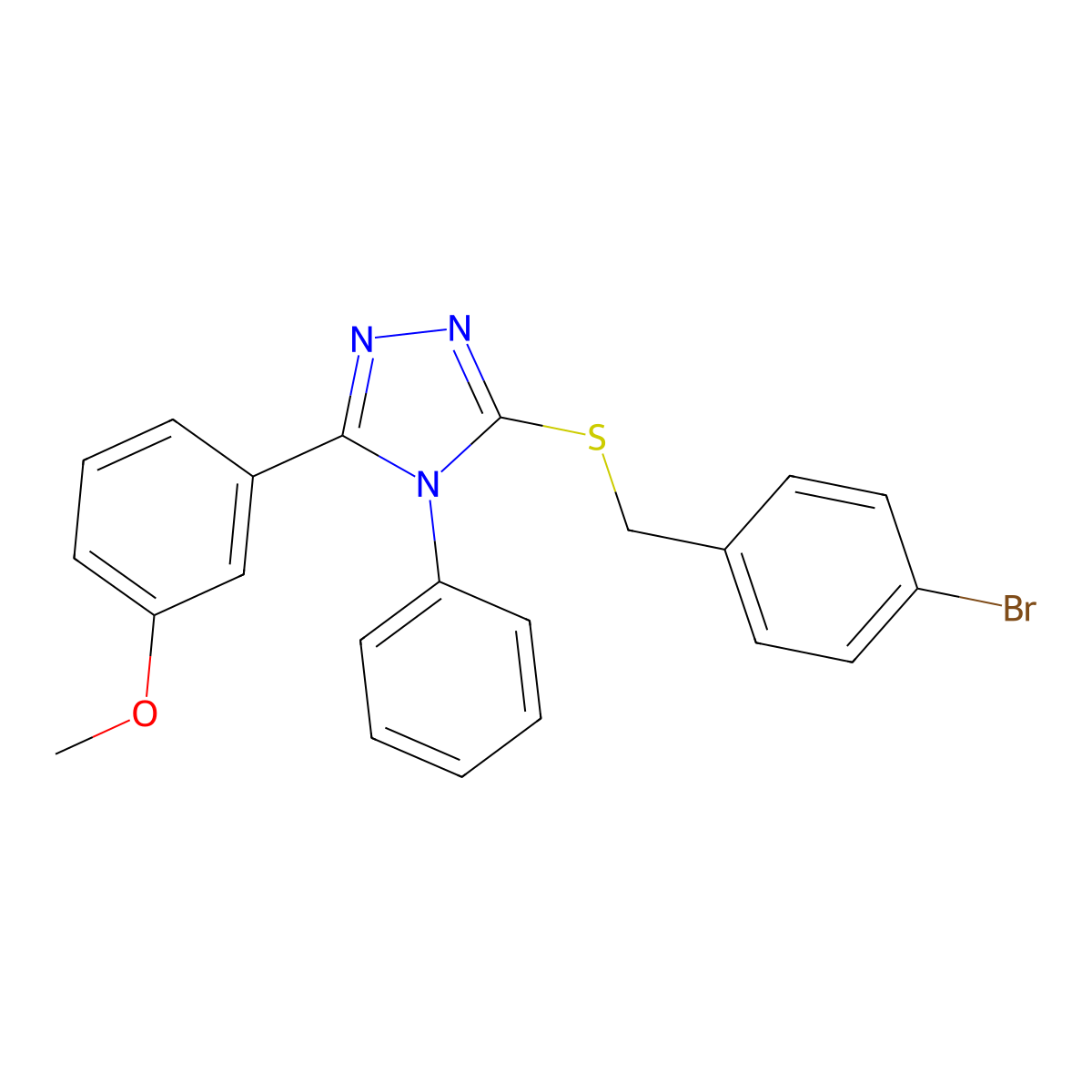 3-[(4-Bromophenyl)methylsulfanyl]-5-(3-methoxyphenyl)-4-phenyl-1,2,4-triazole molecular structure, CAS 331003-16-8