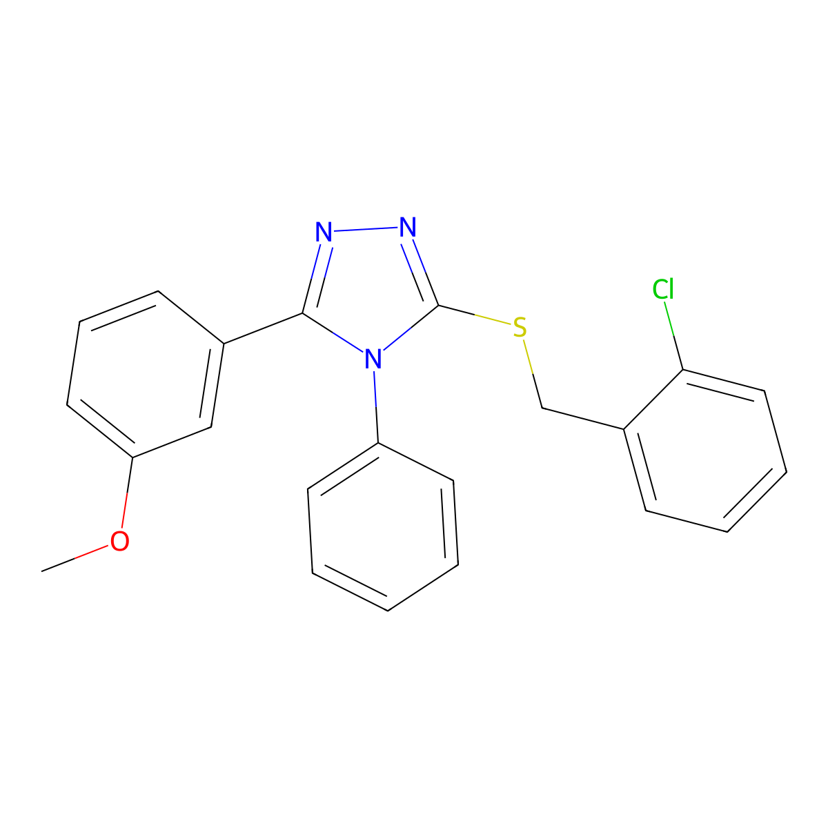 3-[(2-chlorobenzyl)sulfanyl]-5-(3-methoxyphenyl)-4-phenyl-4H-1,2,4-triazole molecular structure, CAS 331003-19-1