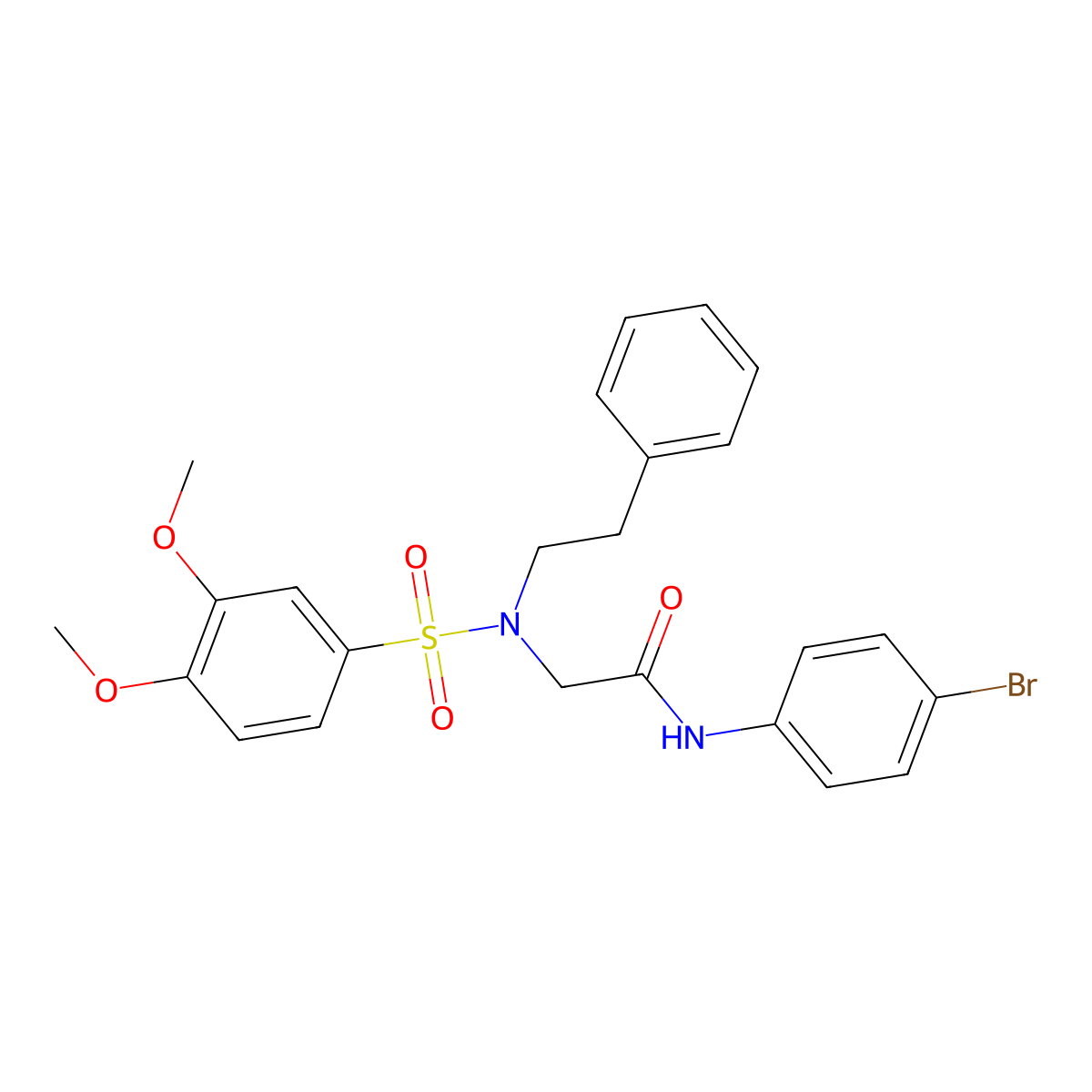N-(4-bromophenyl)-2-[[(3,4-dimethoxyphenyl)sulfonyl](2-phenylethyl)amino]acetamide molecular structure, CAS 331003-36-2