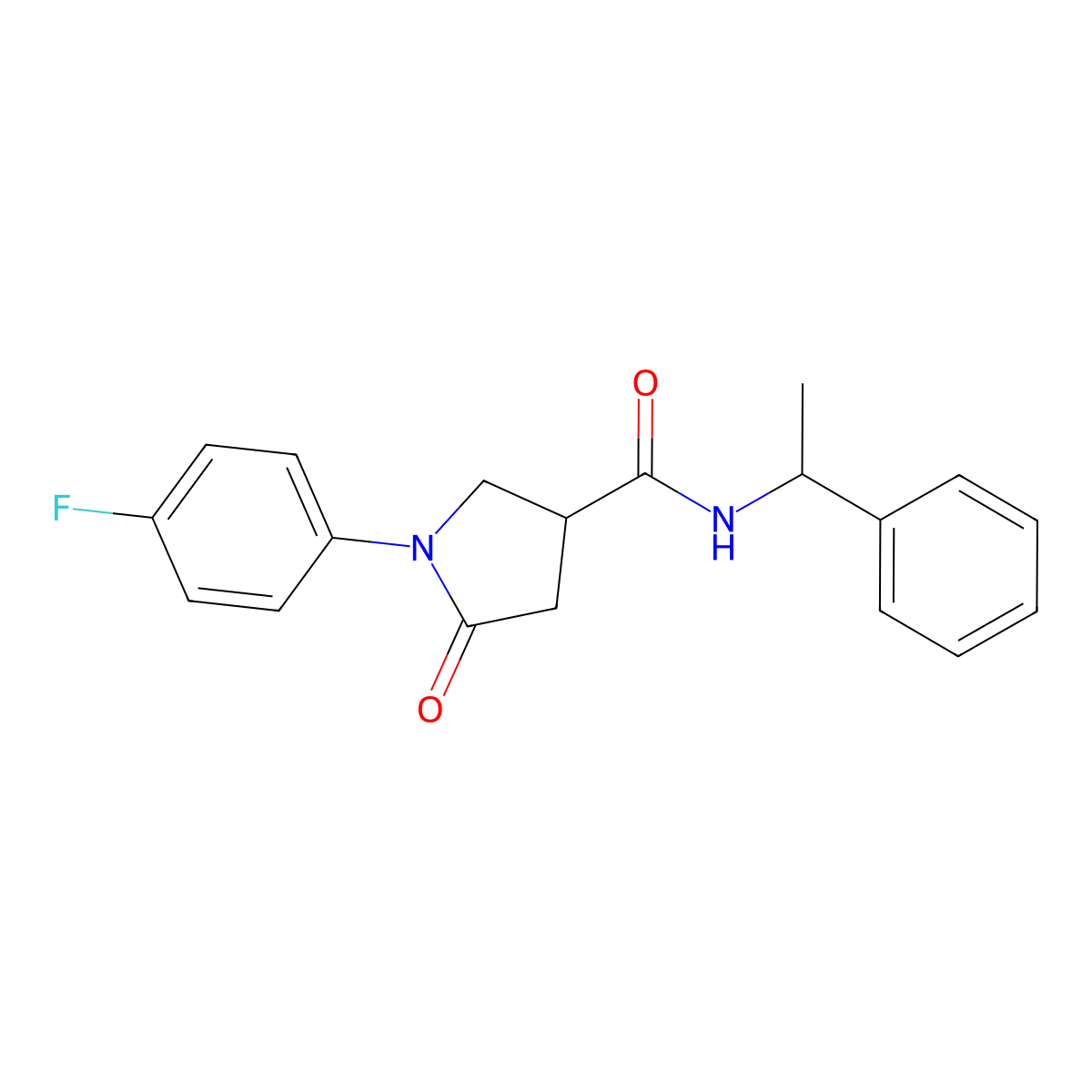 1-(4-fluorophenyl)-5-oxo-N-(1-phenylethyl)pyrrolidine-3-carboxamide molecular structure, CAS 331004-08-1