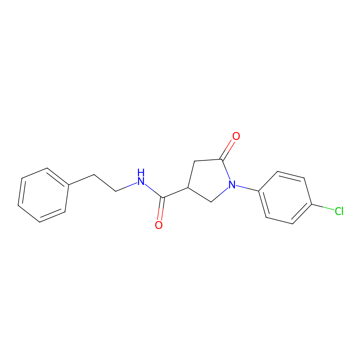 1-(4-chlorophenyl)-5-oxo-N-(2-phenylethyl)pyrrolidine-3-carboxamide molecular structure, CAS 331004-19-4