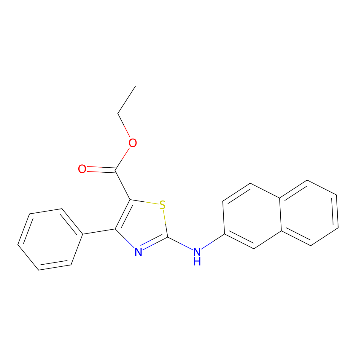 Ethyl 2-(2-naphthylamino)-4-phenyl-1,3-thiazole-5-carboxylate molecular structure, CAS 331004-43-4