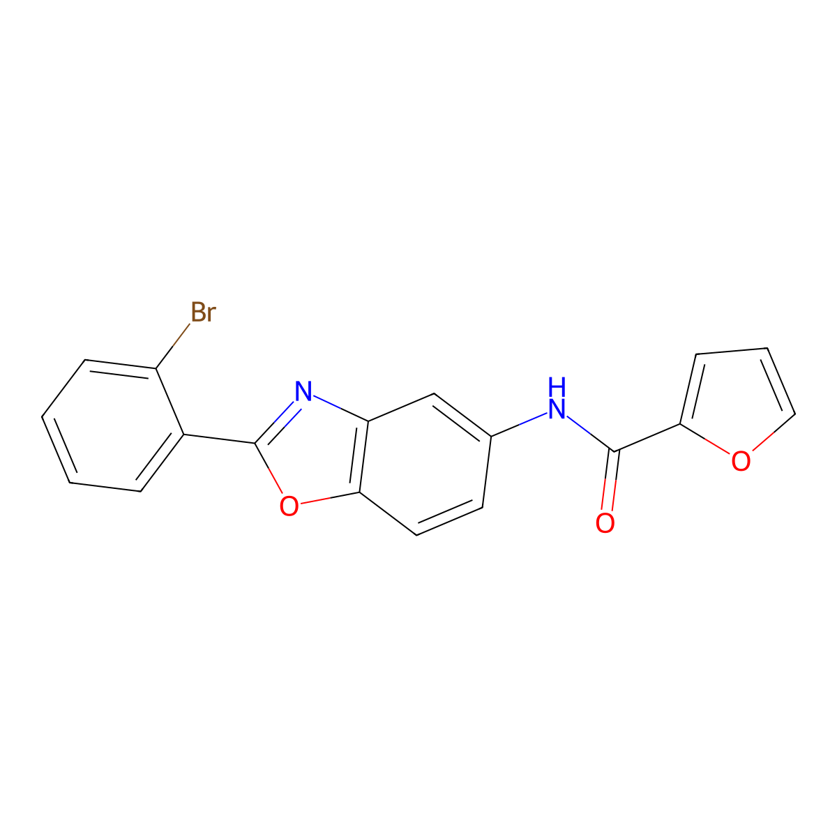 N-[2-(2-bromophenyl)-1,3-benzoxazol-5-yl]furan-2-carboxamide molecular structure, CAS 331005-39-1