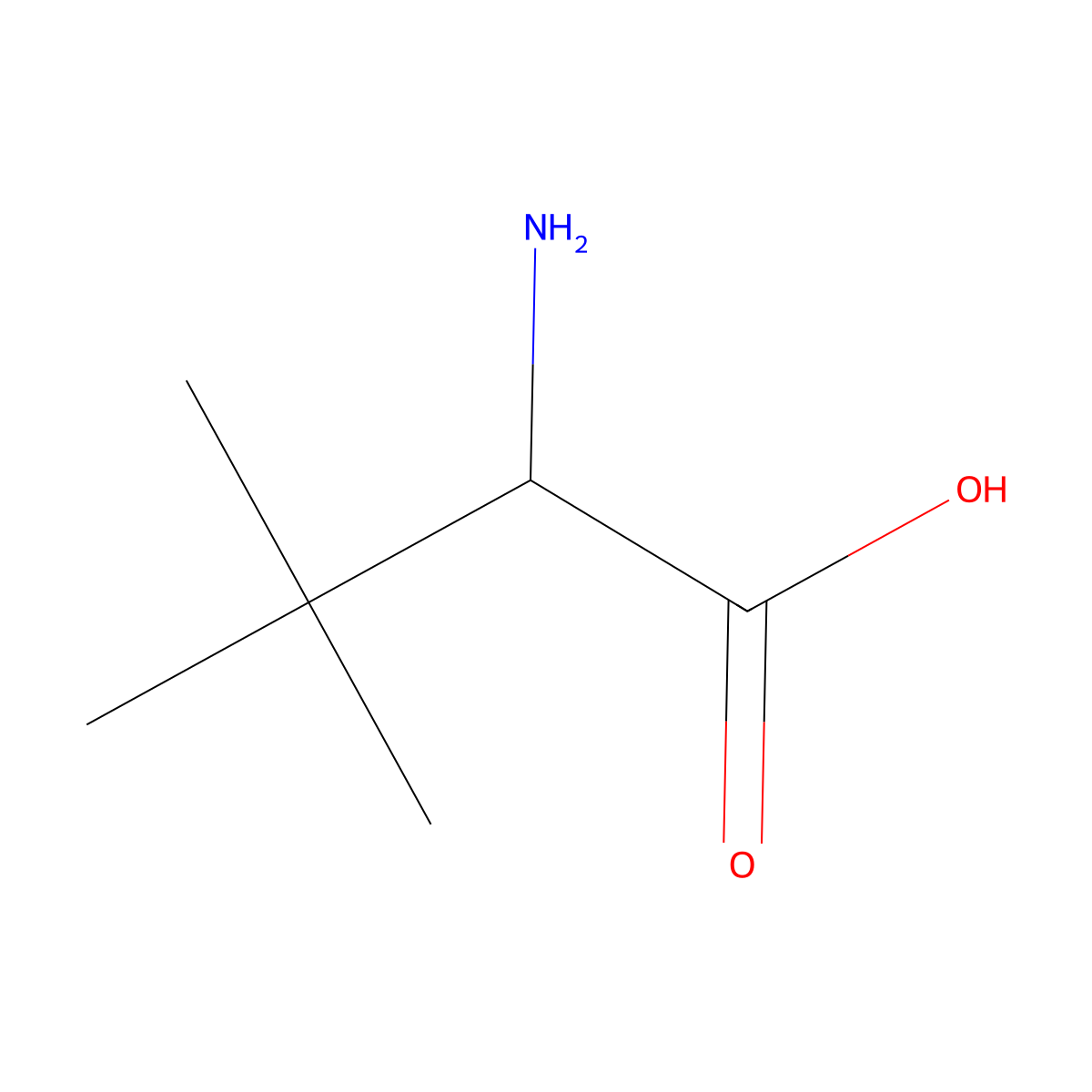 2-Amino-3,3-dimethylbutanoic acid molecular structure, CAS 33105-81-6