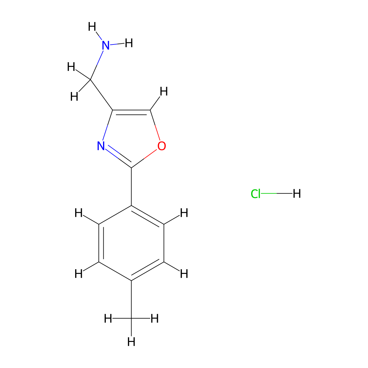 [2-(4-Methylphenyl)-1,3-oxazol-4-yl]methanamine hydrochloride molecular structure, CAS 33105-96-3