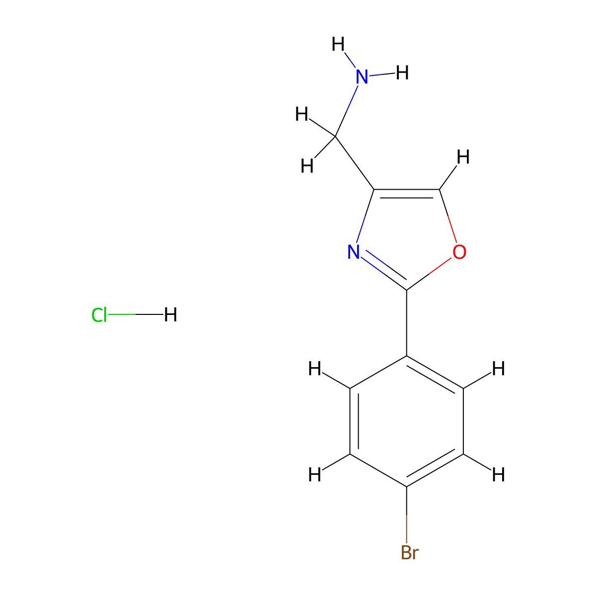 (2-(4-Bromophenyl)oxazol-4-yl)methanamine hydrochloride molecular structure, CAS 33105-98-5