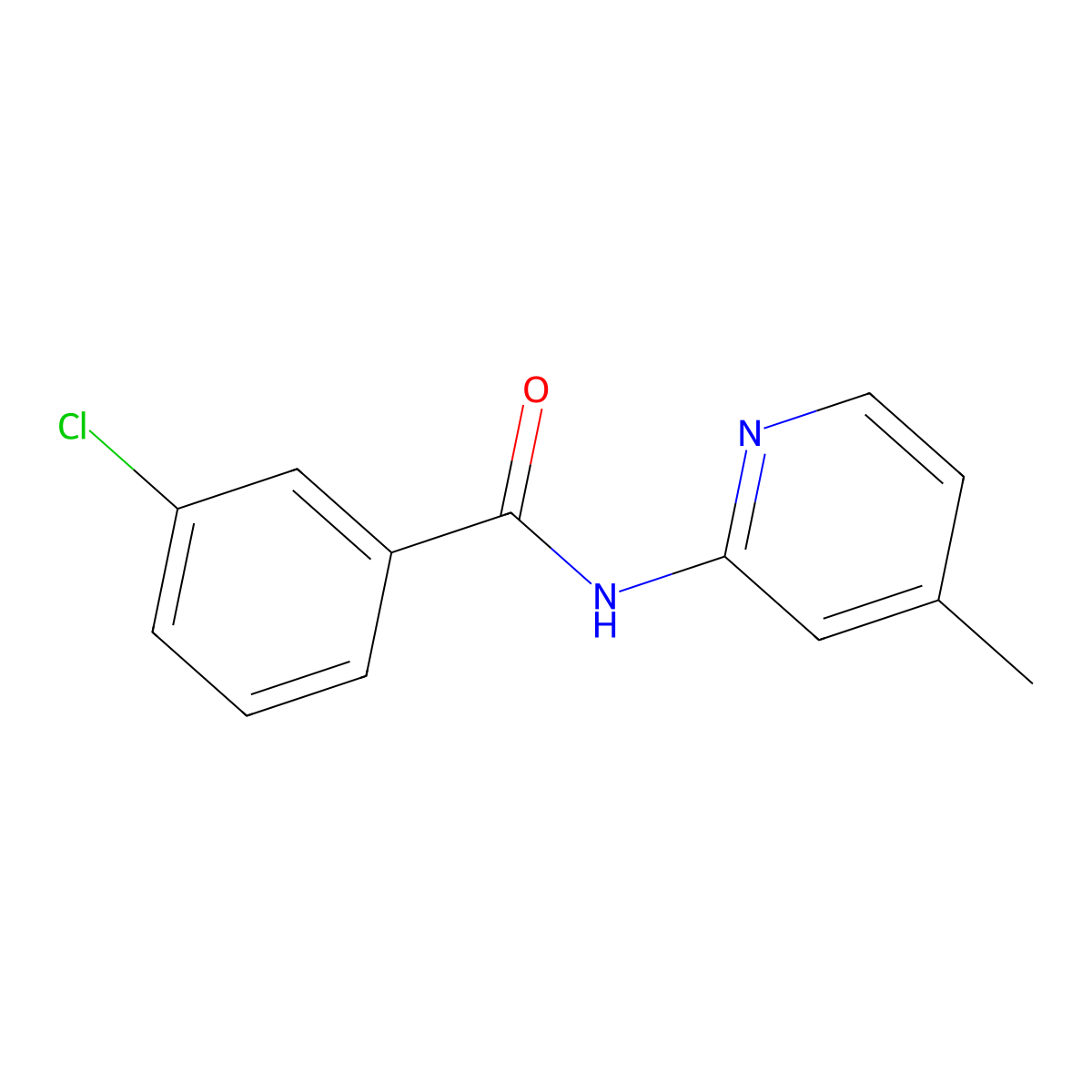 3-chloro-N-(4-methylpyridin-2-yl)benzamide molecular structure, CAS 33120-21-7