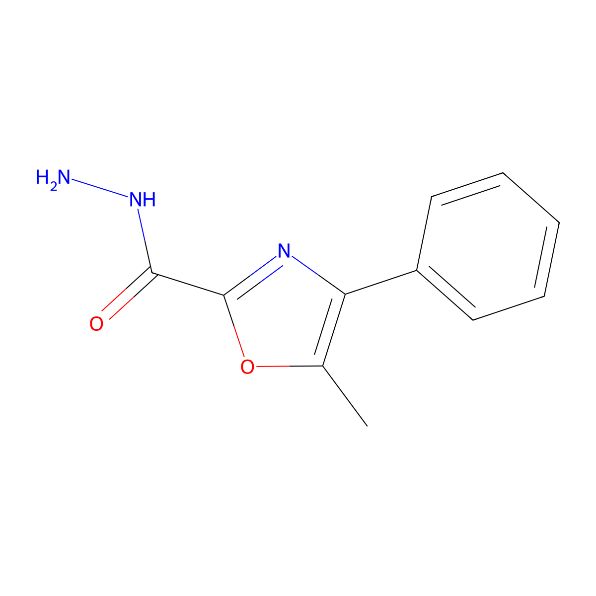5-Methyl-4-phenyl-1,3-oxazole-2-carbohydrazide molecular structure, CAS 33123-86-3
