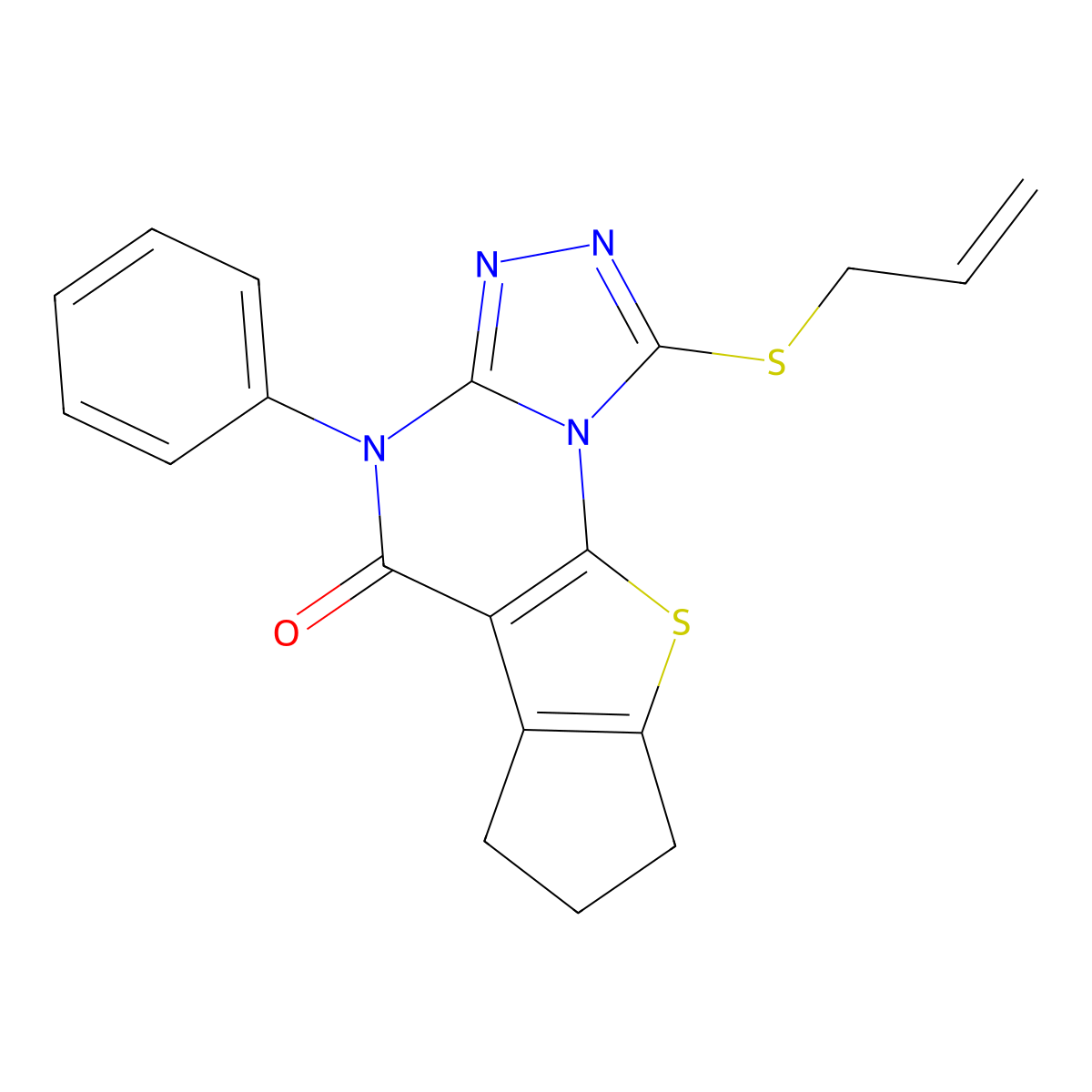 1-(allylthio)-4-phenyl-7,8-dihydro-4H-cyclopenta[4,5]thieno[3,2-e][1,2,4]triazolo[4,3-a]pyrimidin-5(6H)-one molecular structure, CAS 331234-34-5