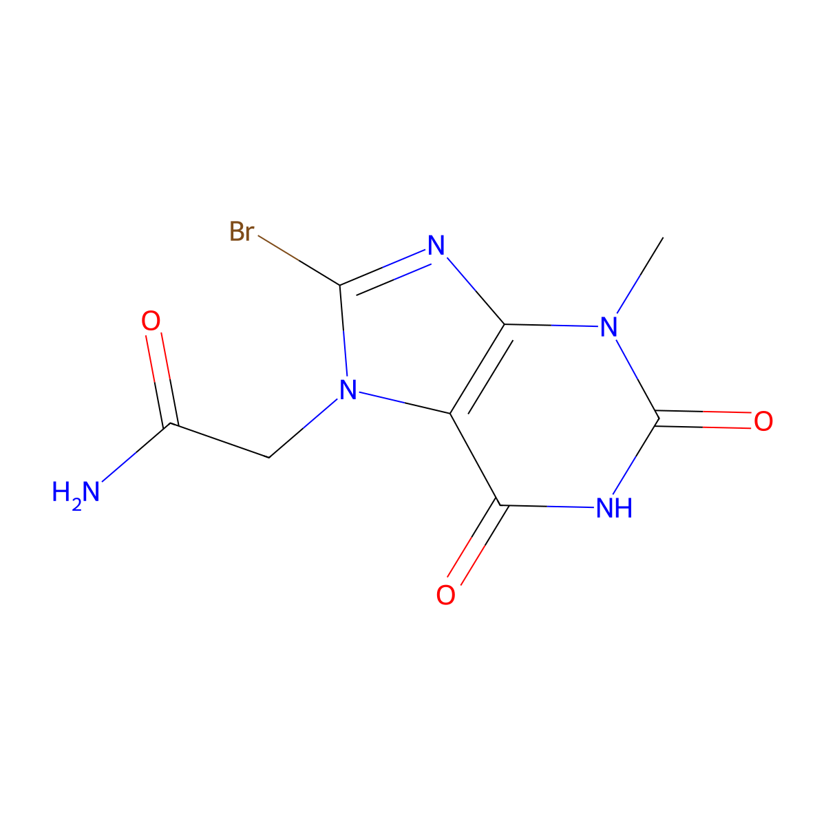 2-(8-Bromo-3-methyl-2,6-dioxopurin-7-yl)acetamide molecular structure, CAS 331235-35-9