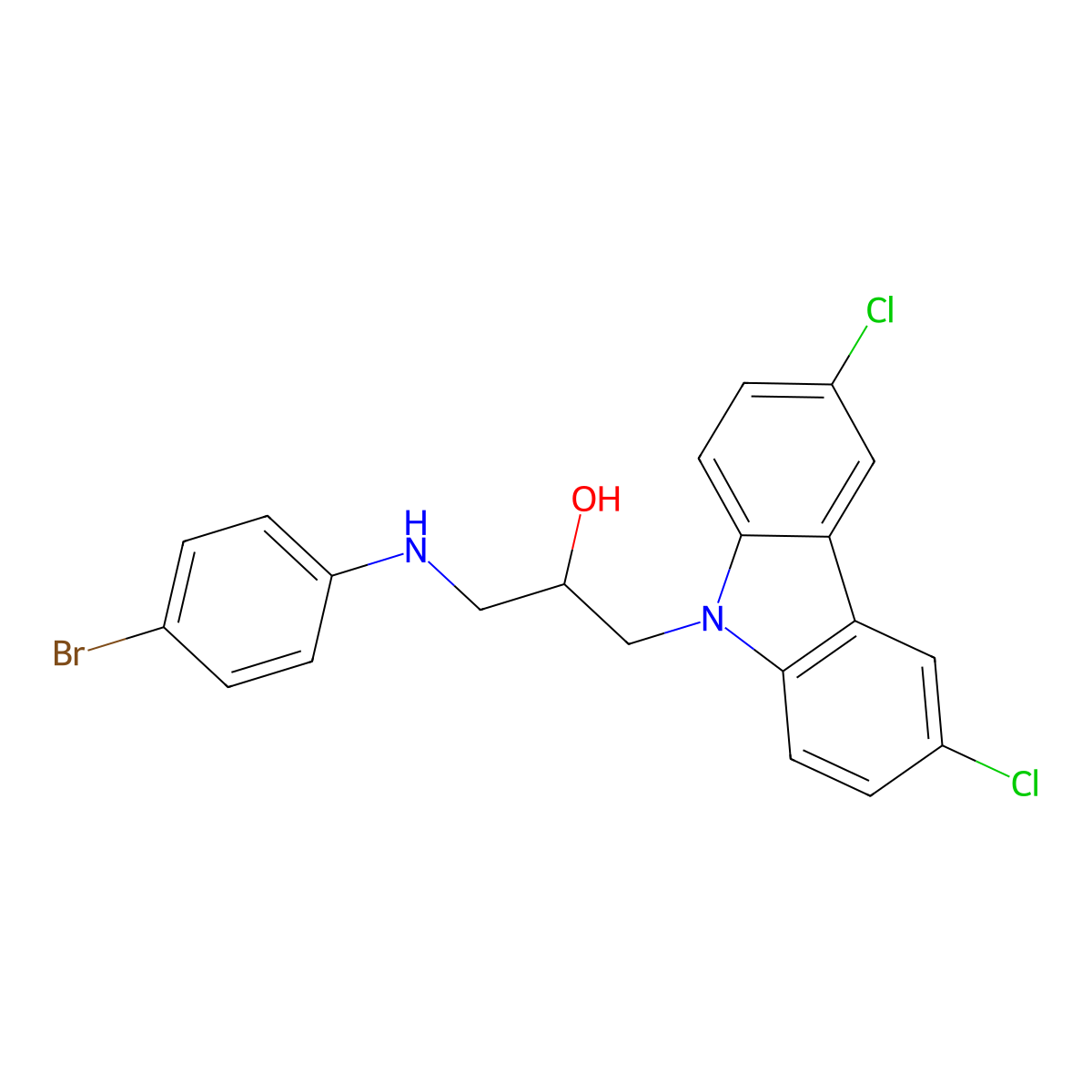 1-((4-bromophenyl)amino)-3-(3,6-dichloro-9H-carbazol-9-yl)propan-2-ol molecular structure, CAS 331235-98-4