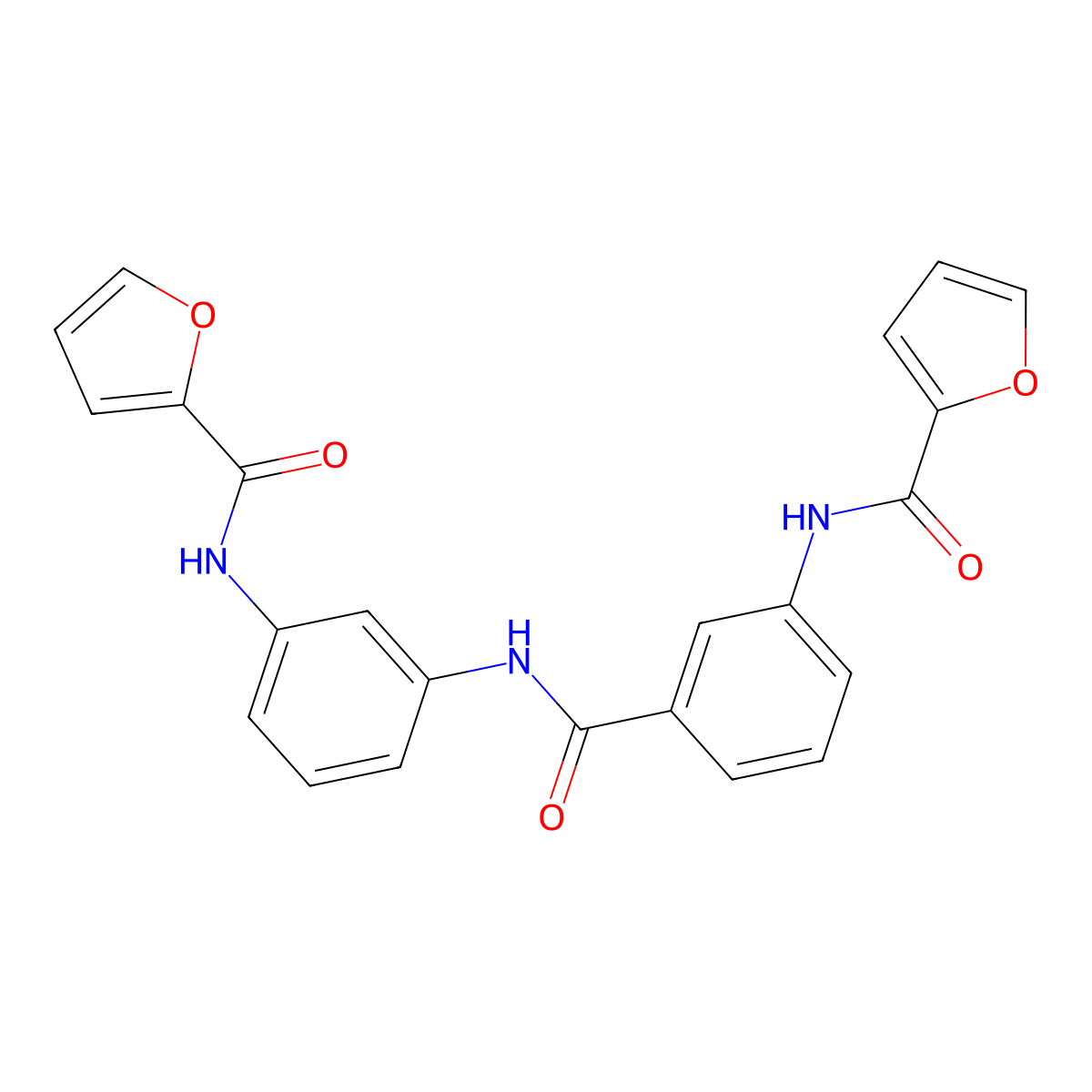 N-[3-[[3-(furan-2-carbonylamino)phenyl]carbamoyl]phenyl]furan-2-carboxamide molecular structure, CAS 331236-31-8