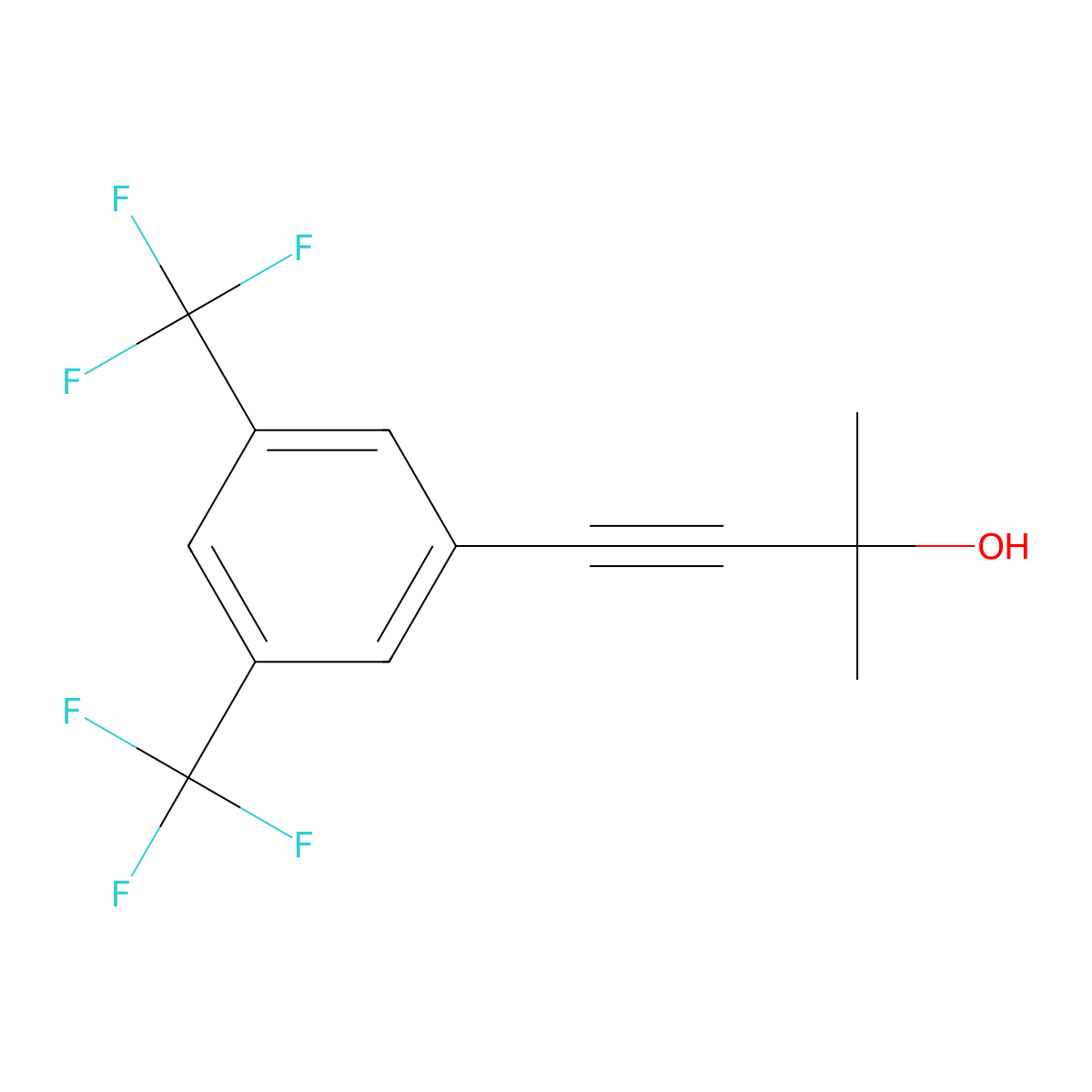 4-[3,5-Bis(trifluoromethyl)phenyl]-2-methylbut-3-yn-2-ol molecular structure, CAS 331237-50-4