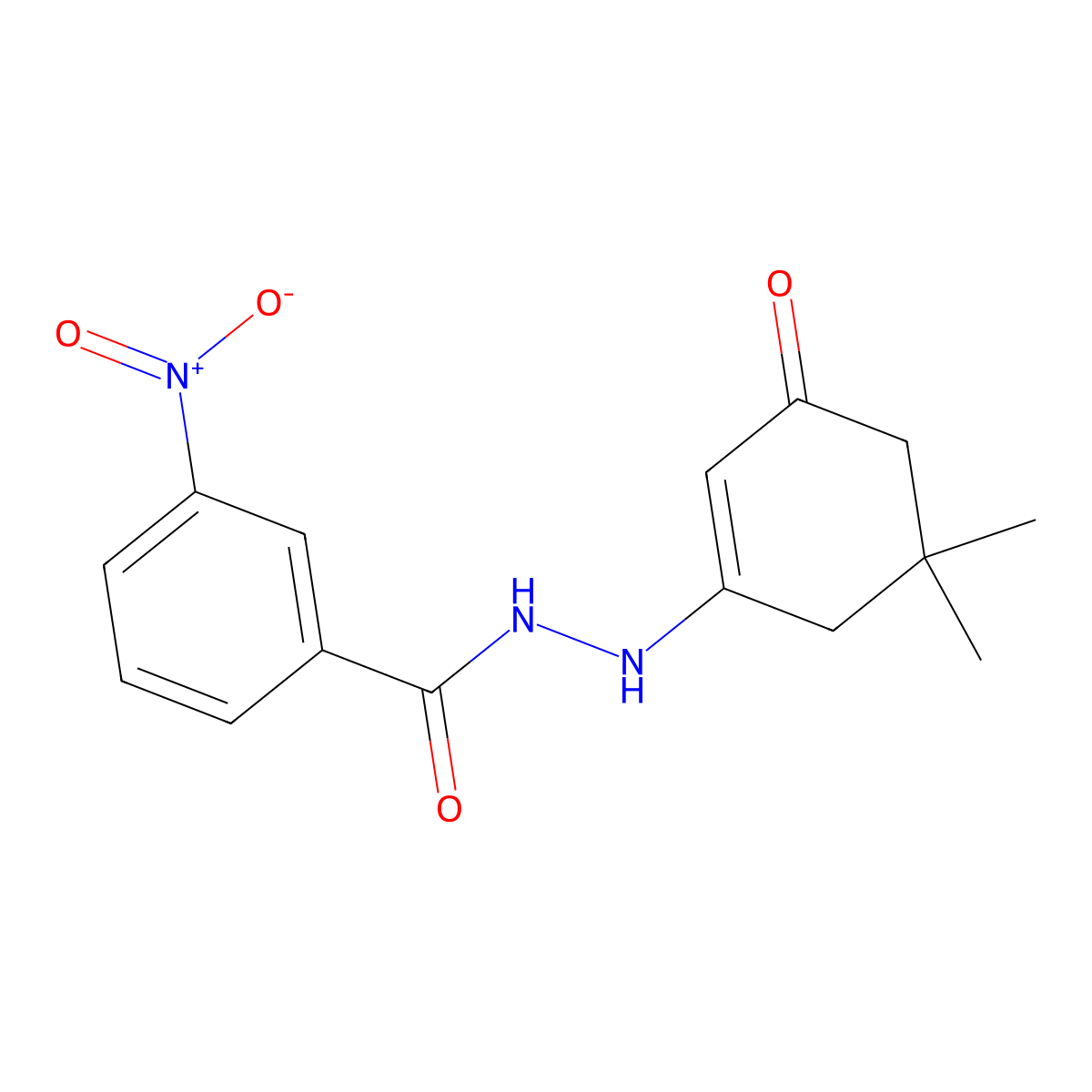 N'-(5,5-dimethyl-3-oxocyclohexen-1-yl)-3-nitrobenzohydrazide molecular structure, CAS 331238-14-3