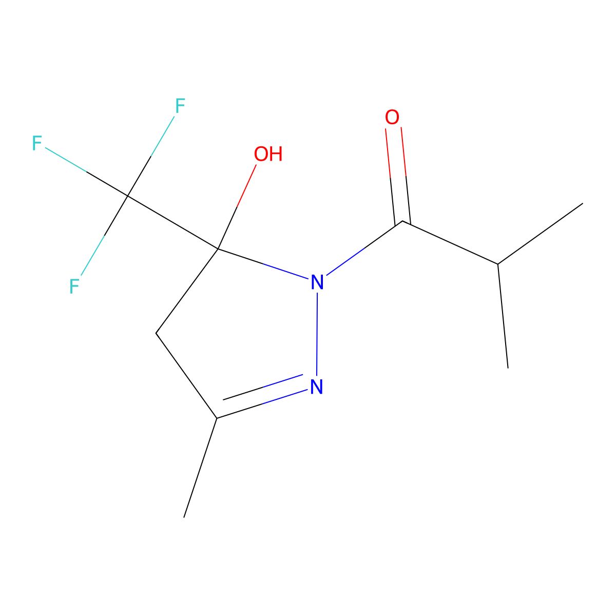 1-[5-hydroxy-3-methyl-5-(trifluoromethyl)-4,5-dihydro-1H-pyrazol-1-yl]-2-methylpropan-1-one molecular structure, CAS 331238-81-4