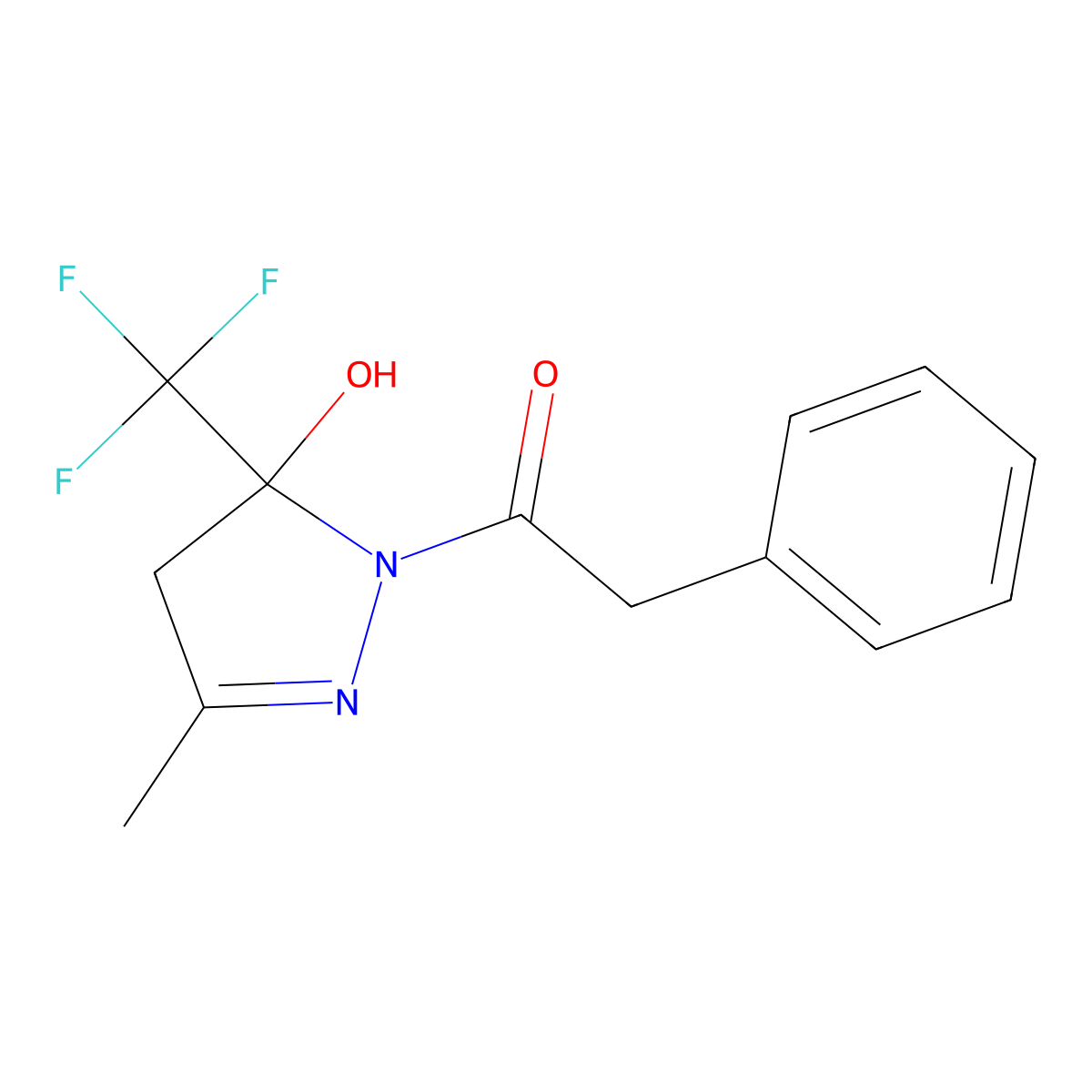 1-[5-hydroxy-3-methyl-5-(trifluoromethyl)-4H-pyrazol-1-yl]-2-phenylethanone molecular structure, CAS 331238-82-5