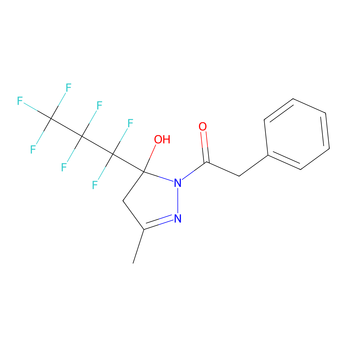1-[5-(1,1,2,2,3,3,3-heptafluoropropyl)-5-hydroxy-3-methyl-4H-pyrazol-1-yl]-2-phenylethanone molecular structure, CAS 331238-86-9