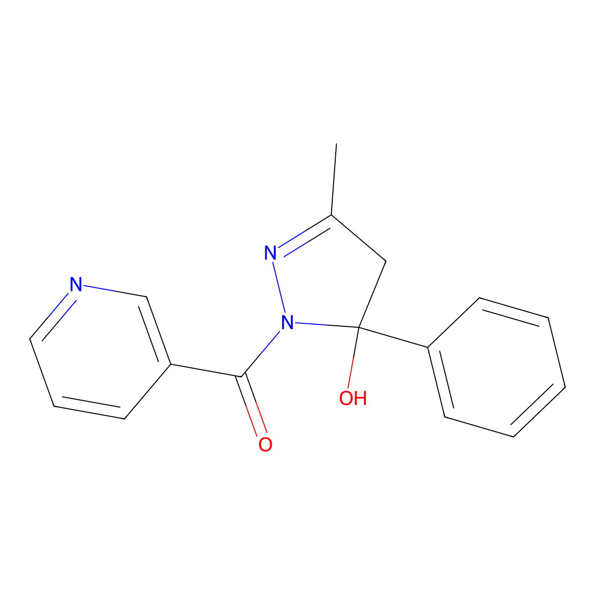 (5-hydroxy-3-methyl-5-phenyl-4H-pyrazol-1-yl)-pyridin-3-ylmethanone molecular structure, CAS 331238-99-4