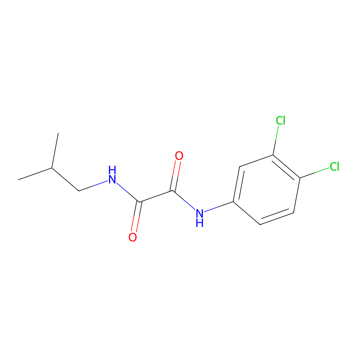 N'-(3,4-dichlorophenyl)-N-(2-methylpropyl)oxamide molecular structure, CAS 331239-02-2