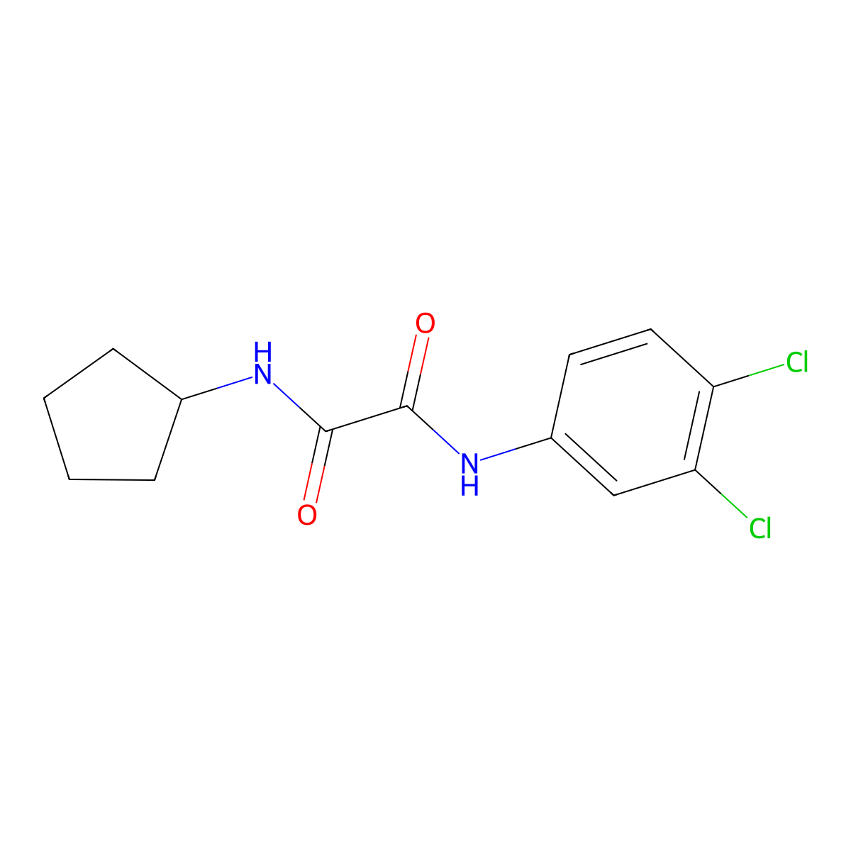 N-cyclopentyl-N'-(3,4-dichlorophenyl)oxamide molecular structure, CAS 331239-03-3