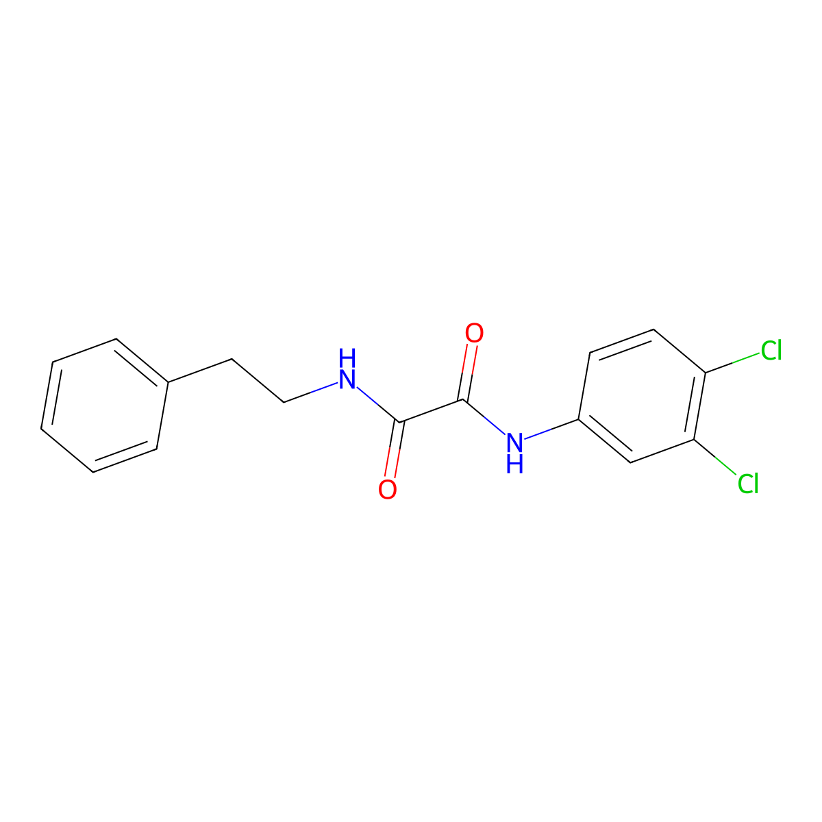 N-(3,4-dichlorophenyl)-N'-(2-phenylethyl)ethanediamide molecular structure, CAS 331239-07-7
